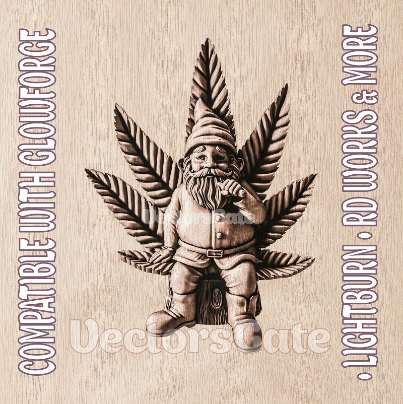 CANNABIS GNOME 3d illusion & laser - ready file 3DWave.us