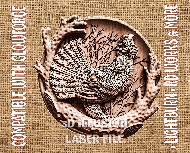 CAPERCAILLIE 3d illusion & laser-ready file 3DWave.us