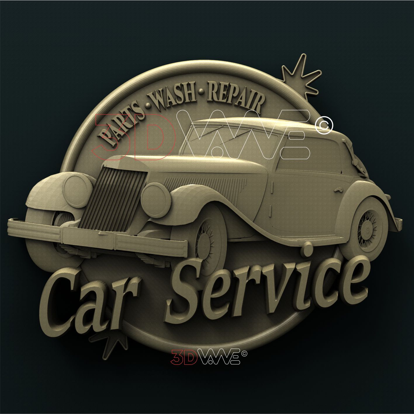 CAR SERVICE SIGN 3D STL 3DWave