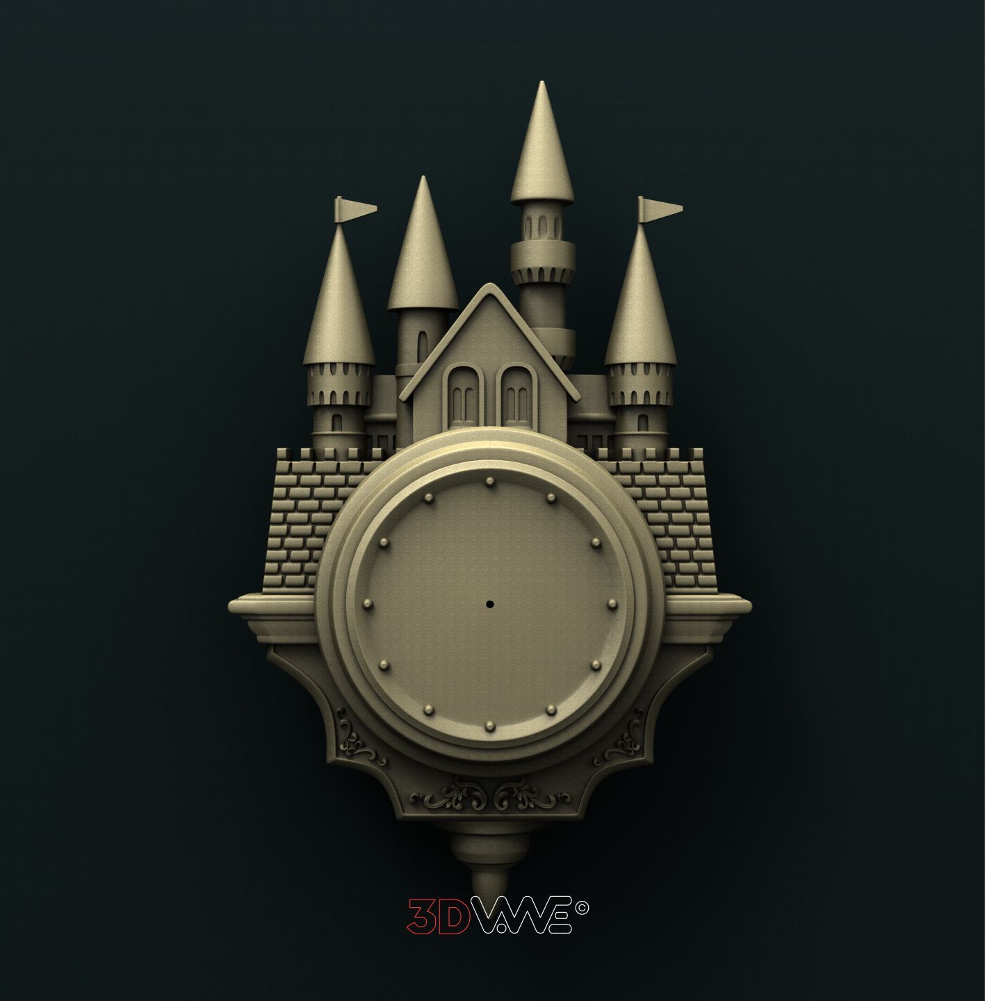 CASTLE CLOCK 3D STL 3DWave