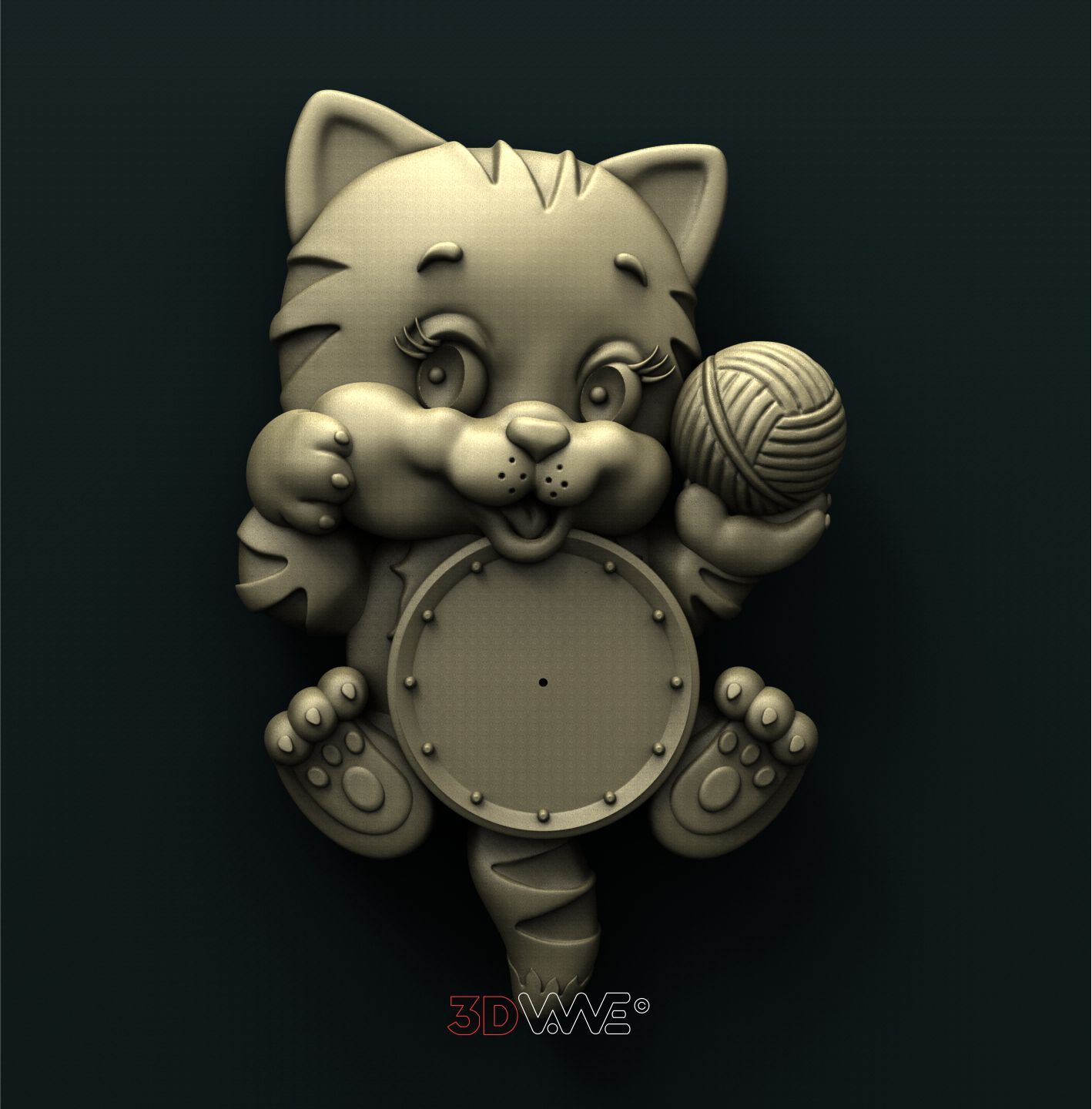 CAT CLOCK 3D STL 3DWave