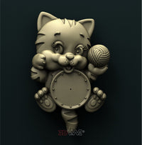 Thumbnail for CAT CLOCK 3D STL 3DWave