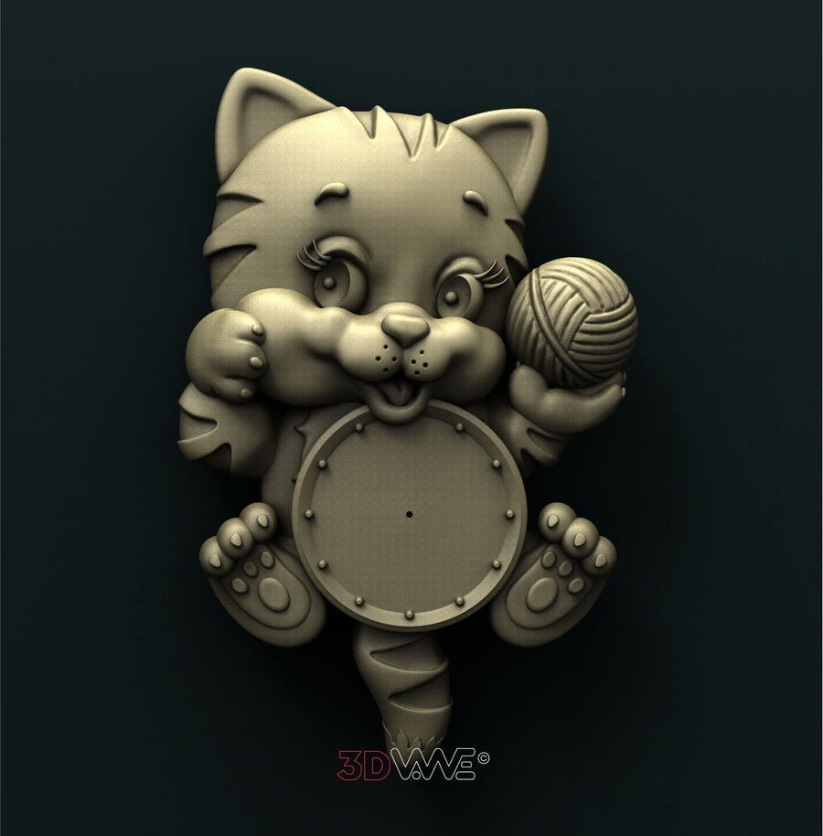 CAT CLOCK 3D STL 3DWave