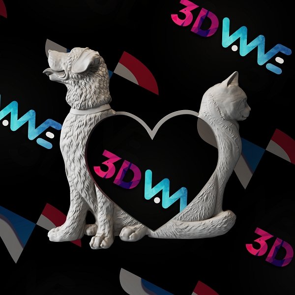 CAT & DOG PICTURE FRAME 3d stl 3DWave.us