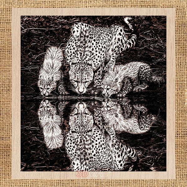 CHEETAH AND TWO CUBS laser-ready file 3DWave.us