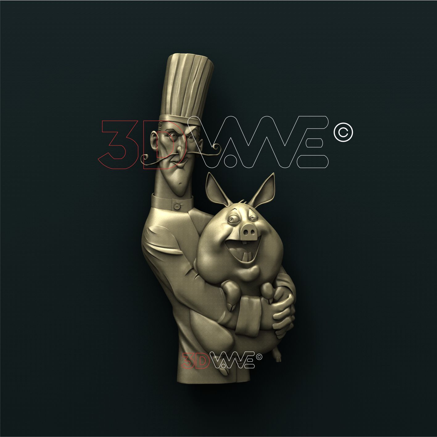CHEF WITH A PIG 3DWave