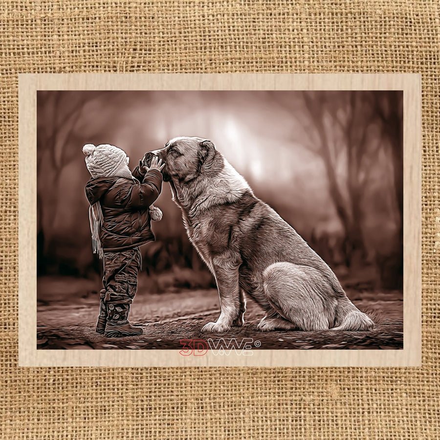 CHILD AND A DOG pyroprinter & laser-ready files 3DWave.us