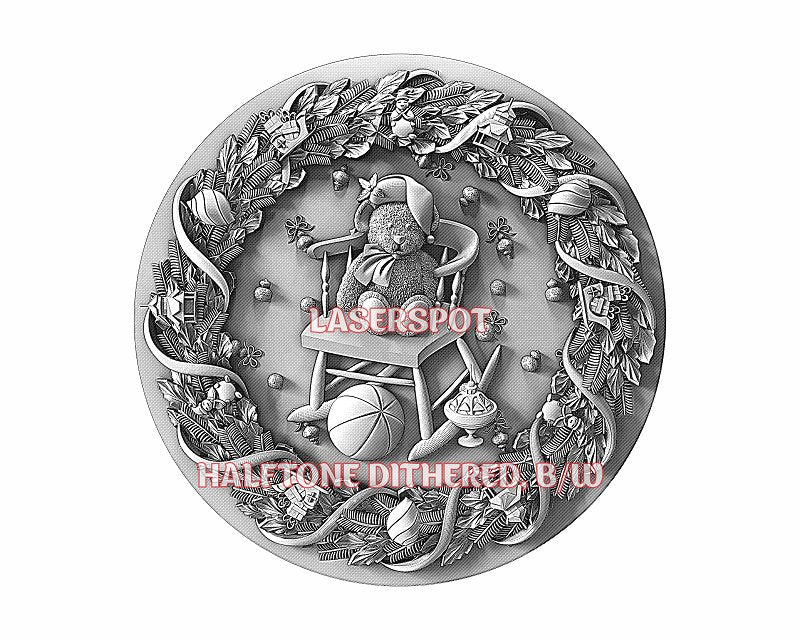 Christmas bear 3d illusion & laser-ready files - 3DWave.us