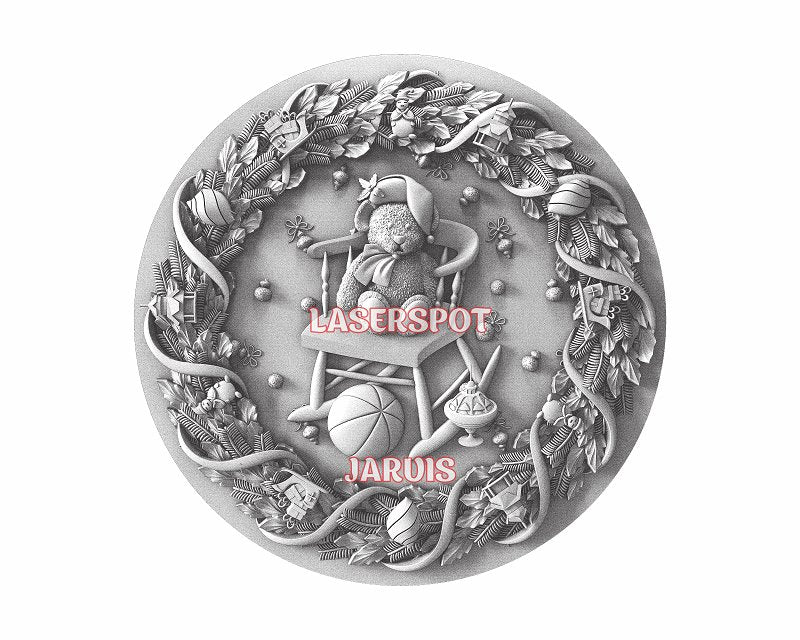 Christmas bear 3d illusion & laser-ready files - 3DWave.us