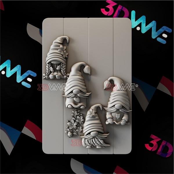 CHRISTMAS GNOME PLAQUE 3d stl 3DWave.us