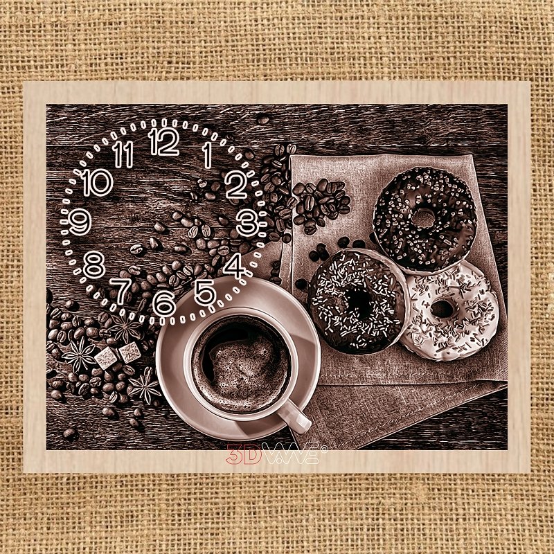 COFFEE CLOCK pyroprinter & laser-ready files 3DWave.us