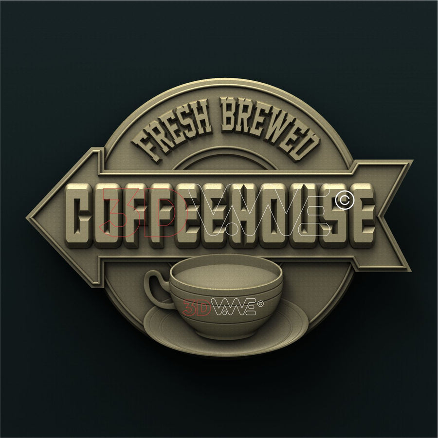 COFFEE HOUSE SIGN 3D STL 3DWave