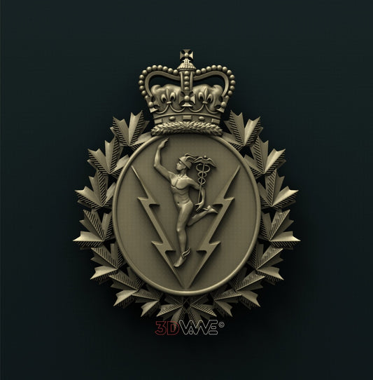 COMMUNICATIONS AND ELECTRONICS BRANCH BADGE, CANADIAN FORCES 3D STL 3DWave