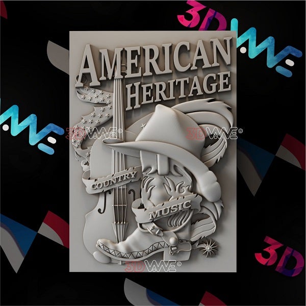 COUNTRY MUSIC SIGN 3d stl 3DWave.us