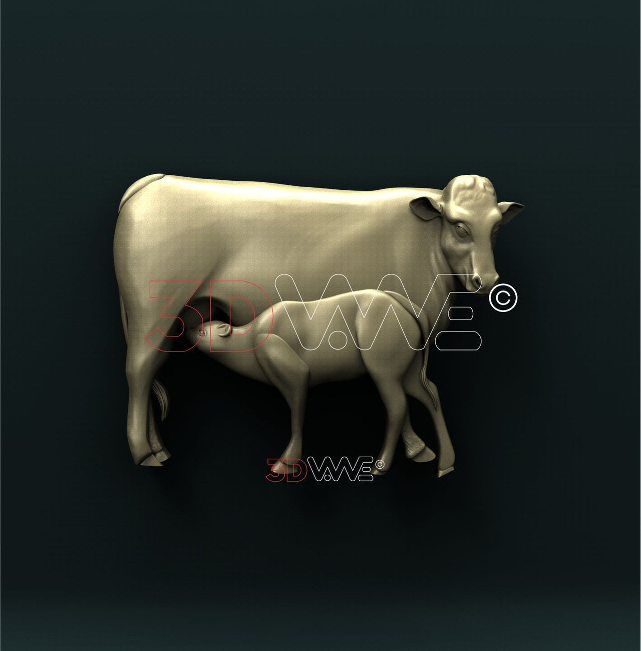 COW AND CALF 3D STL 3DWave