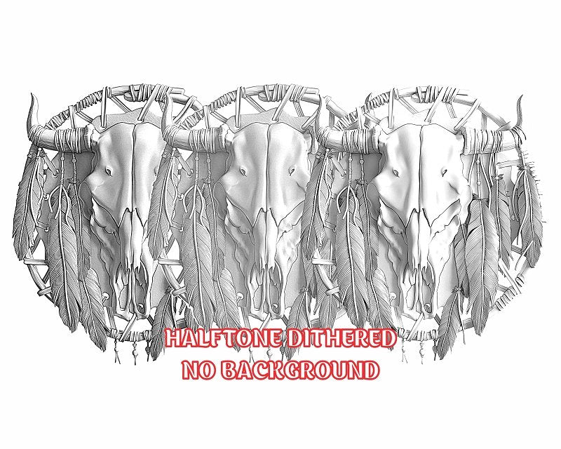 Cow skull dream catcher 3d illusion & laser-ready files 3DWave.us