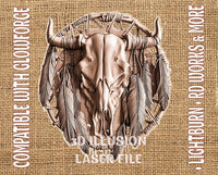 Thumbnail for Cow skull dream catcher 3d illusion & laser-ready files 3DWave.us