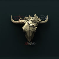 Thumbnail for COW SKULL WITH FLOWERS 3d stl 3DWave