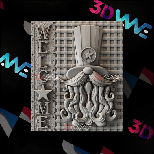 COWBOY GNOME WELCOME SIGN 3d stl 3DWave.us