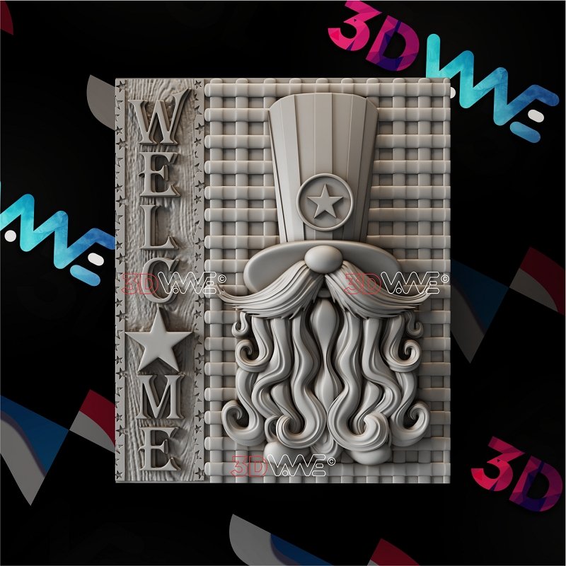 COWBOY GNOME WELCOME SIGN 3d stl 3DWave.us