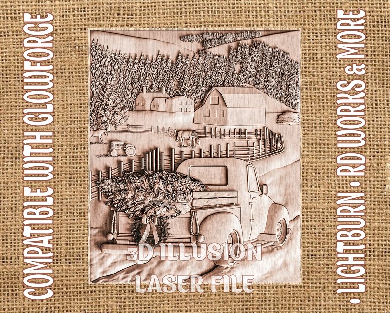 Cristmas 3d illusion & laser-ready file 3DWave.us