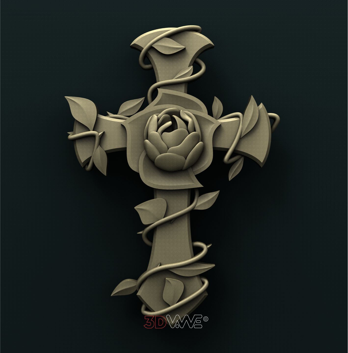 CROSS AND A ROSE 3D STL 3DWave