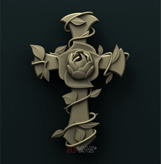 CROSS AND A ROSE 3D STL 3DWave