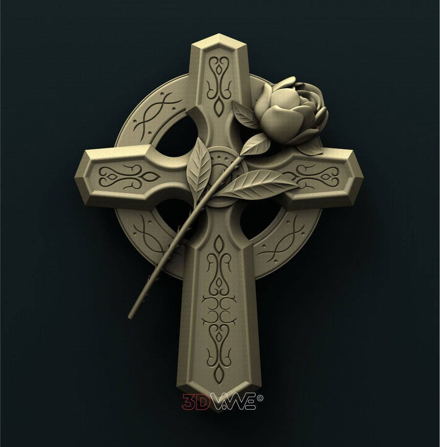 CROSS AND A ROSE 3D STL 3DWave