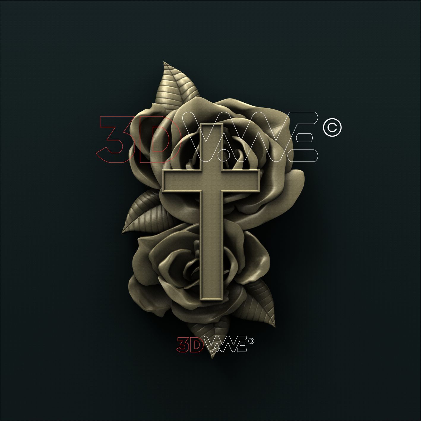 CROSS ON ROSES 3d stl 3DWave