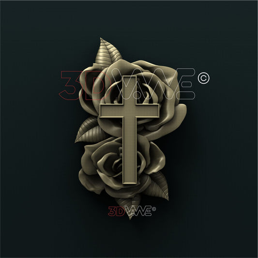 CROSS ON ROSES 3d stl 3DWave
