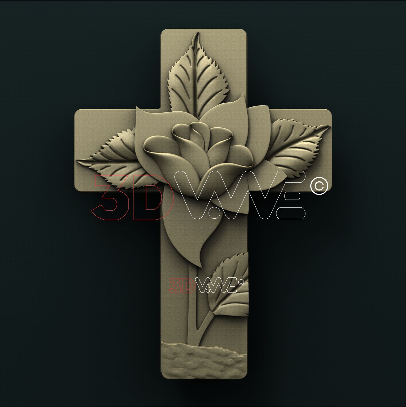 CROSS WITH FLOWERS 3D STL 3DWave