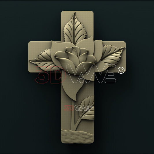 CROSS WITH FLOWERS 3D STL 3DWave