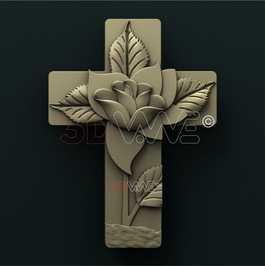 CROSS WITH FLOWERS 3D STL 3DWave