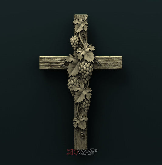 CROSS WITH GRAPES 3D STL 3DWave