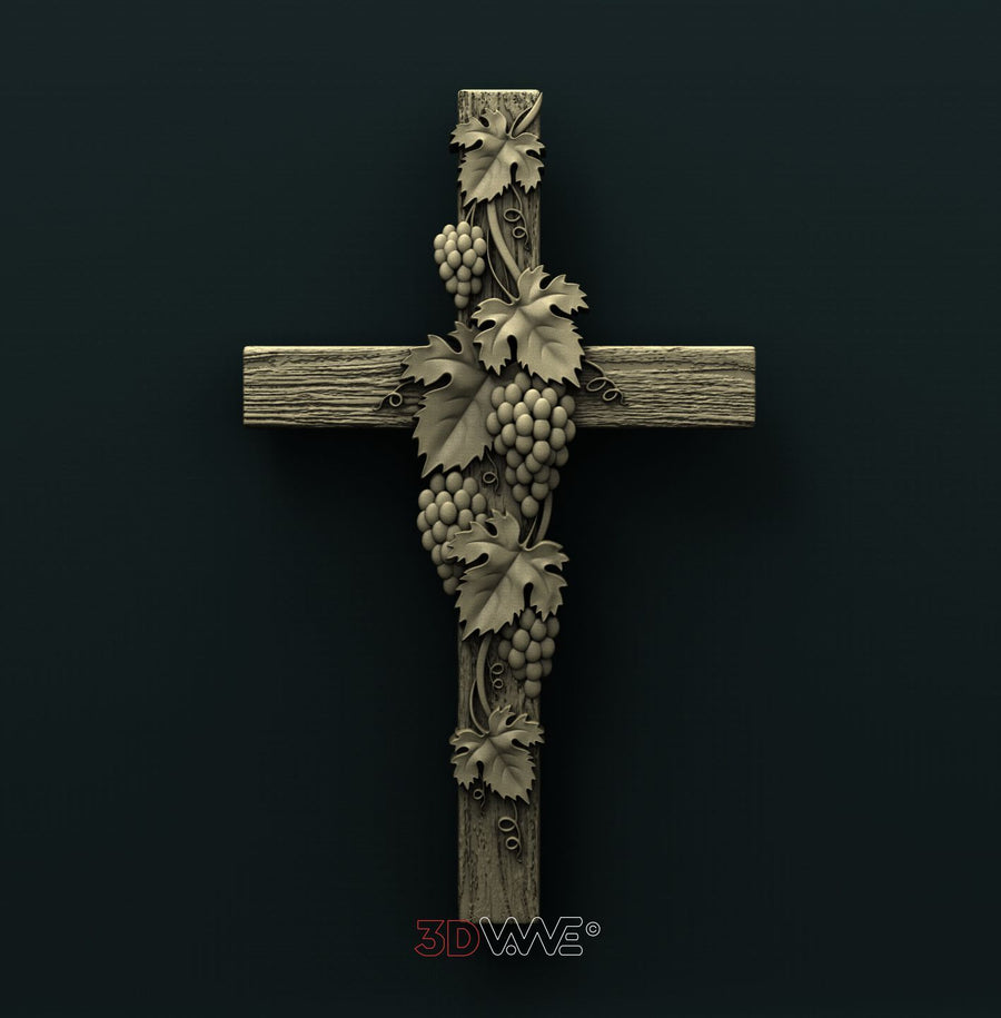 CROSS WITH GRAPES 3D STL 3DWave