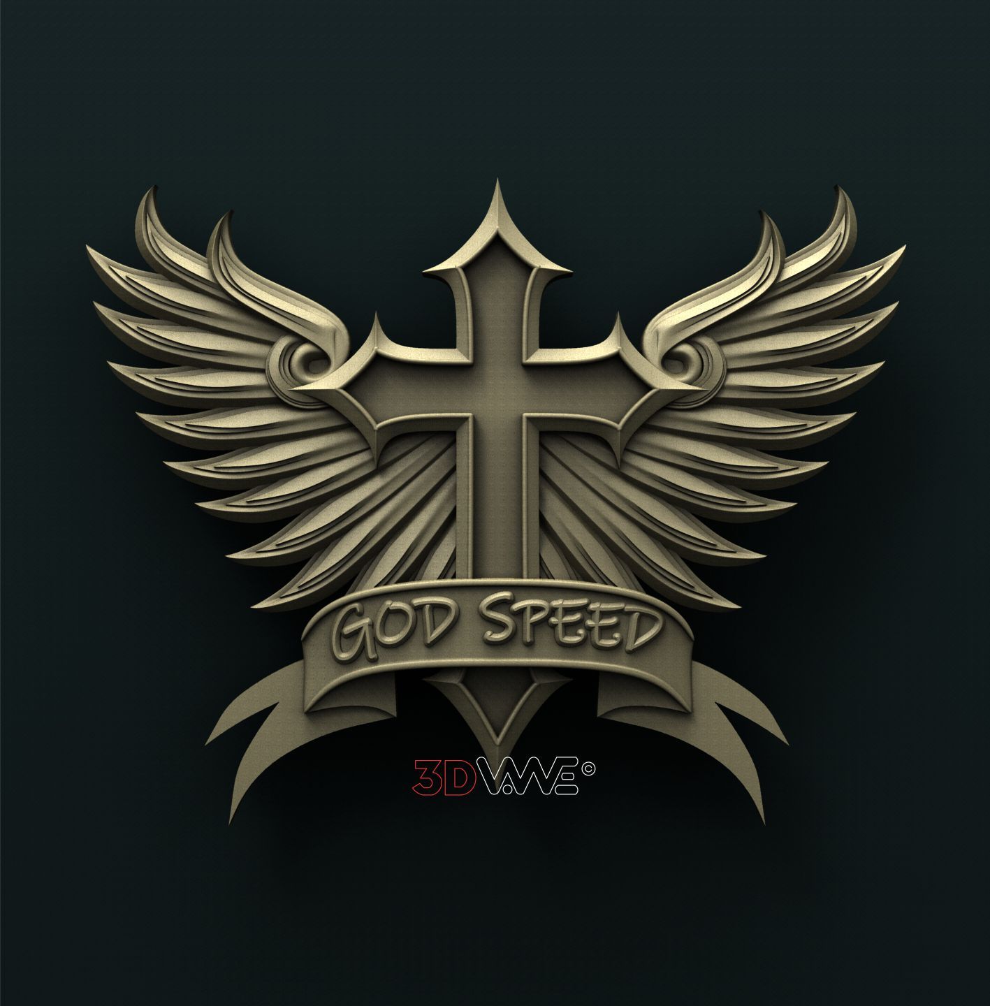 CROSS WITH WINGS 3D STL 3DWave
