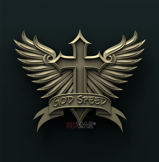 CROSS WITH WINGS 3D STL 3DWave