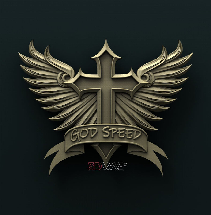 CROSS WITH WINGS 3D STL 3DWave