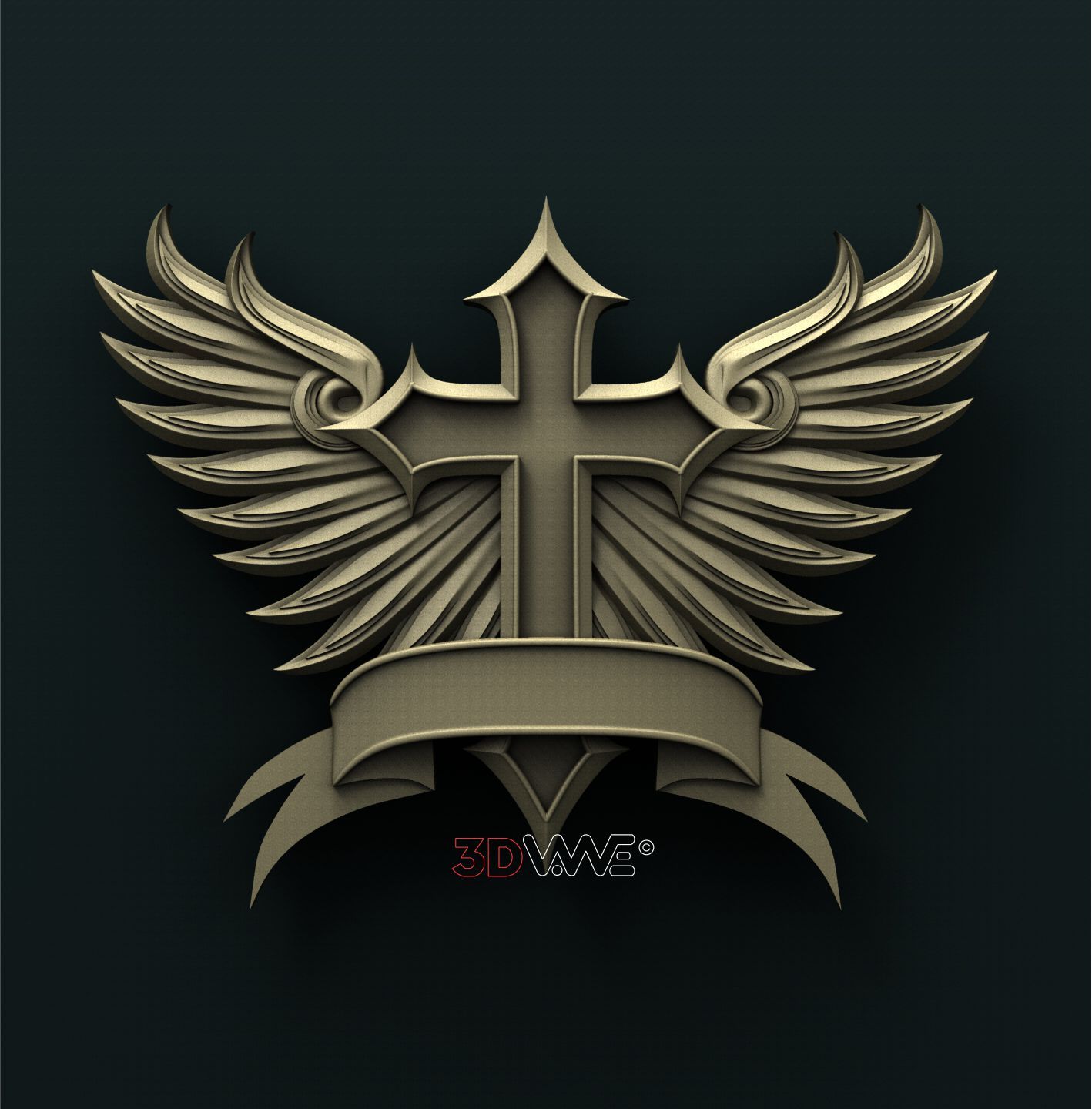 CROSS WITH WINGS 3D STL 3DWave