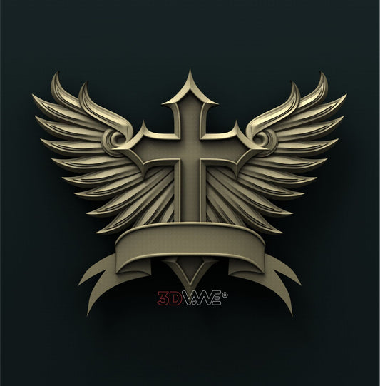 CROSS WITH WINGS 3D STL 3DWave