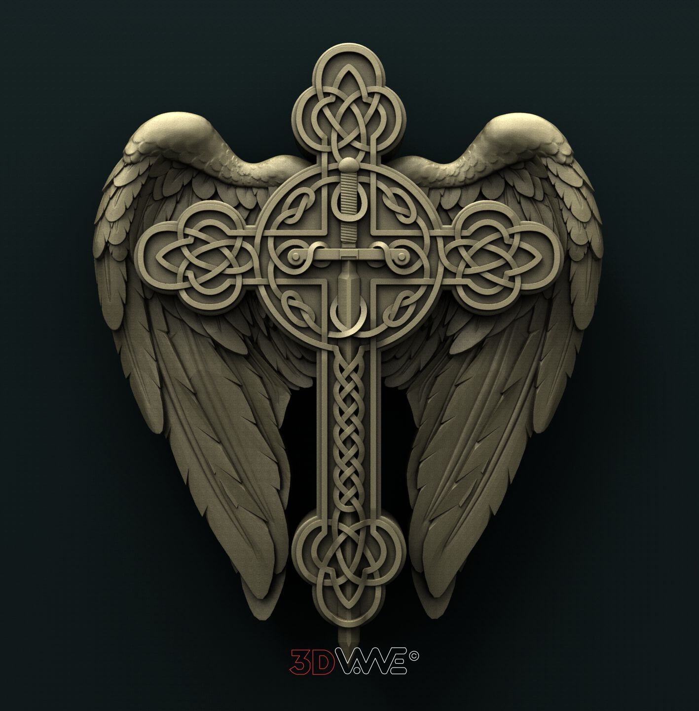 CROSS WITH WINGS 3D STL 3DWave