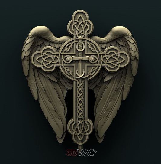 CROSS WITH WINGS 3D STL 3DWave