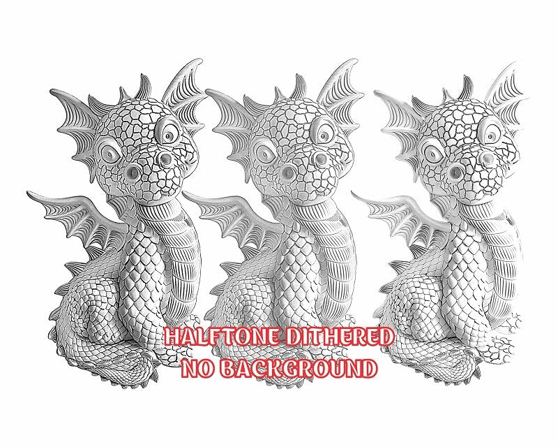 CUTE DRAGON 3d illusion & laser-ready files 3DWave.us