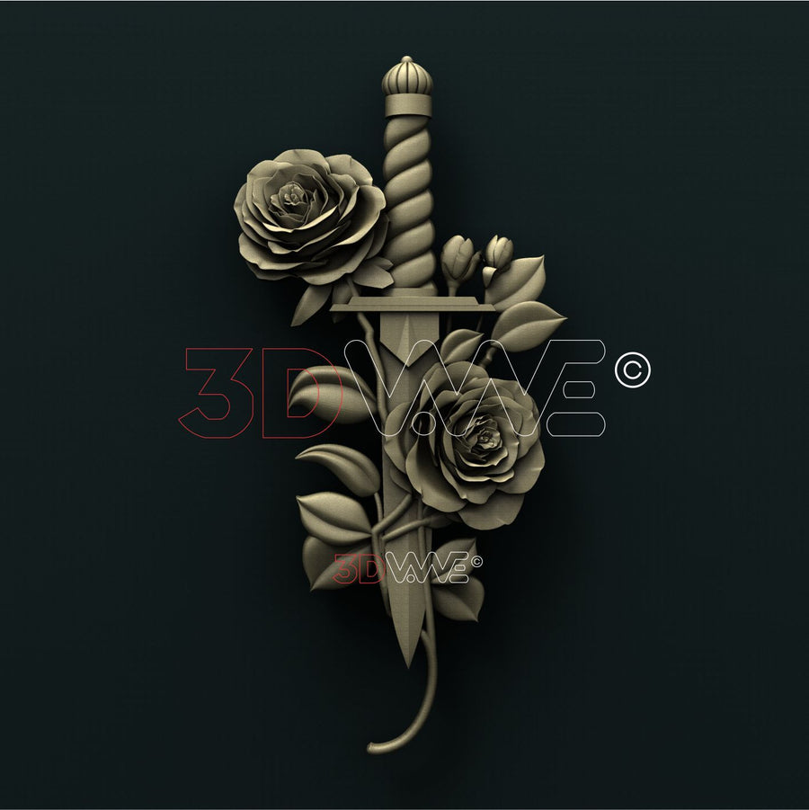 DAGGER AND ROSES 3D STL 3DWave