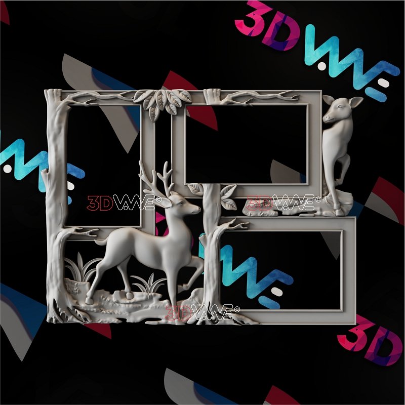 DEER PICTURE FRAME 3d stl 3DWave.us