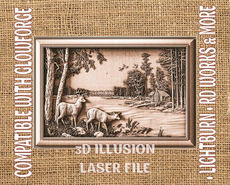 Deers 3d illusion & laser-ready files - 3DWave.us
