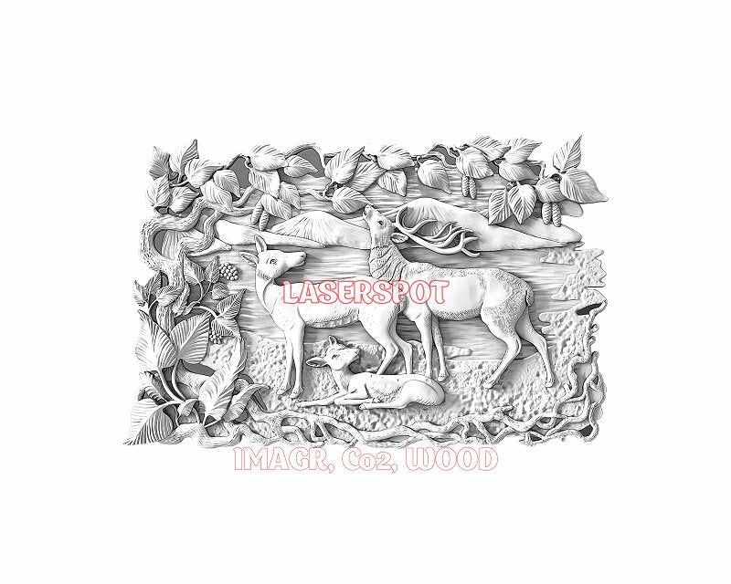 Deers 3d illusion & laser-ready files - 3DWave.us