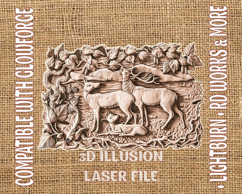 Deers 3d illusion & laser-ready files - 3DWave.us