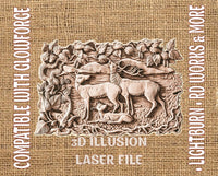 Thumbnail for Deers 3d illusion & laser-ready files - 3DWave.us