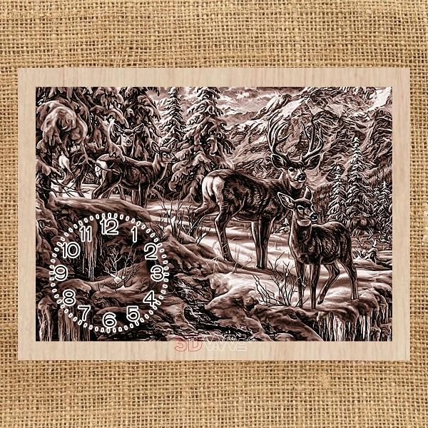 DEERS CLOCK laser-ready file 3DWave.us